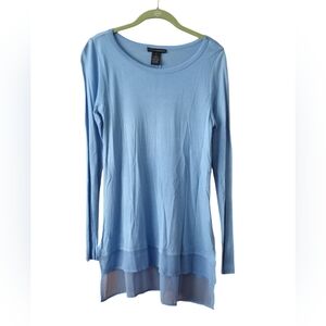 Grace Elements Hi-Low Tier Bottom Sheer Lightweight Pullover Medium Blue NWOT